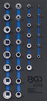 Insert de servante d&#039;atelier 1/3 : Jeu de douilles de cle, douze pans 6,3 mm (1/4) + 12,5 mm (1/2) 29 pieces