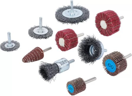 Jeu de disques a brosses et a lamelles de poncage 10 pcs