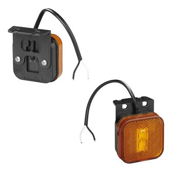 Feu de position lateral 12/24V orange 65 x 65 mm LED avec support