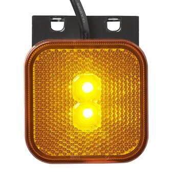 Feu de position lateral 12/24V orange 65 x 65 mm LED avec support