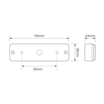 Feu arriere 12/24V 3 fonctions 135x38mm LED avec support noir