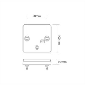 Feu arriere 12/24V fonctions 100x100mm LED