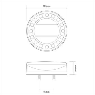 Feu arriere 12/24V 4 fonctions 125mm LED