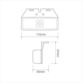 Feu de position 12/24V blanc 110x40mm LED avec support