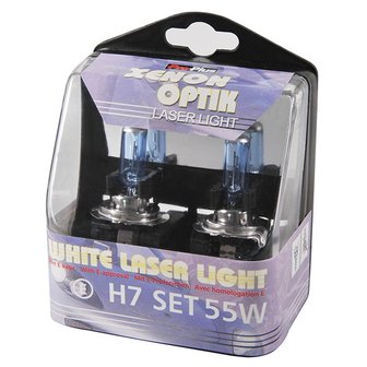 White Laser Light 12V 55W H7 2 pi&egrave;ces dans coffret vitrine