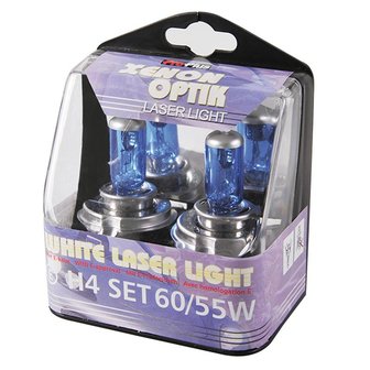 White Laser Light 12V 60/55W H4 2 pi&egrave;ces dans coffret vitrine