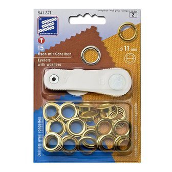 Oeillets avec rondelles, 11mm, 15 pieces dans blister