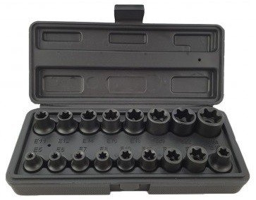 Prises de courant 3/8 &amp; 1/2 jeu E-Torx 17 pieces