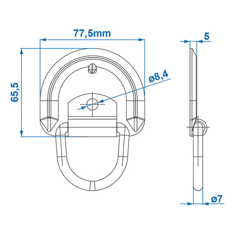 Anneau d'arrimage 76x66mm