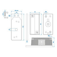 Feu avant rouge/blanc 92x42mm sur support