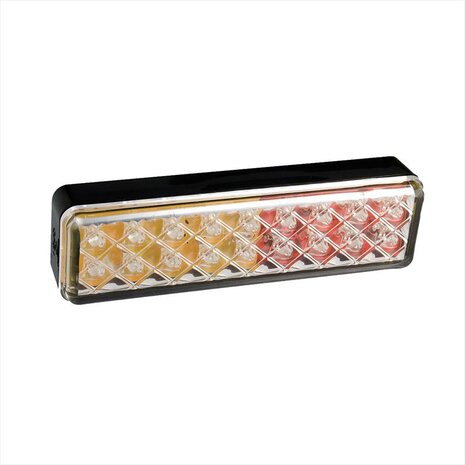 Feu arriere 12/24V 3 fonctions 135x38mm LED avec support noir