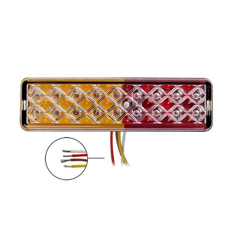 Feu arriere 12/24V 3 fonctions 135x38mm LED avec support noir