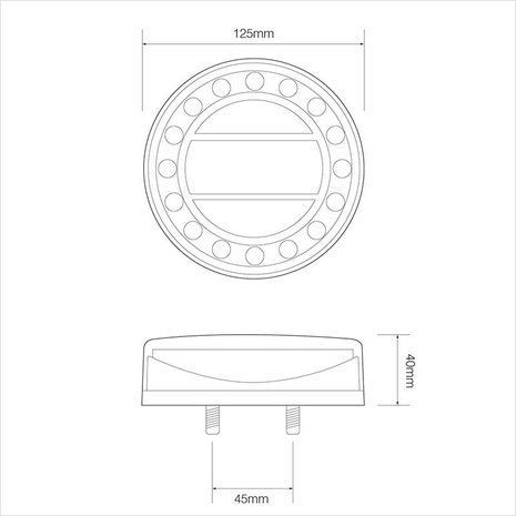 Feu arriere 12/24V 4 fonctions 125mm LED