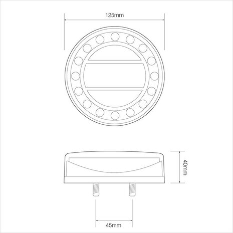 Feu arriere 12/24V 4 fonctions 125mm LED