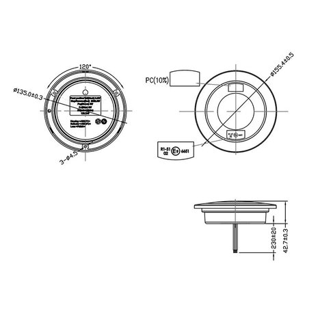 Feu arriere 3 fonctions 122mm 24LED chrome