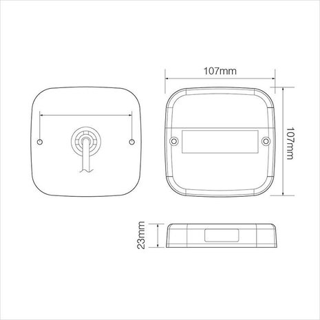 Feu arriere 12V 5 fonctions 107x107mm 8LED