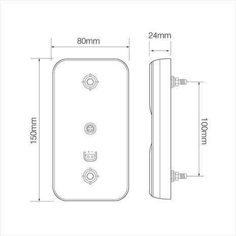 Feu arriere 12/24V 4 fonctions 80x150mm LED