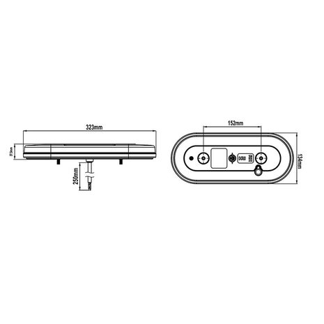 Feu arriere 6 fonctions 323x134mm 54LED droite