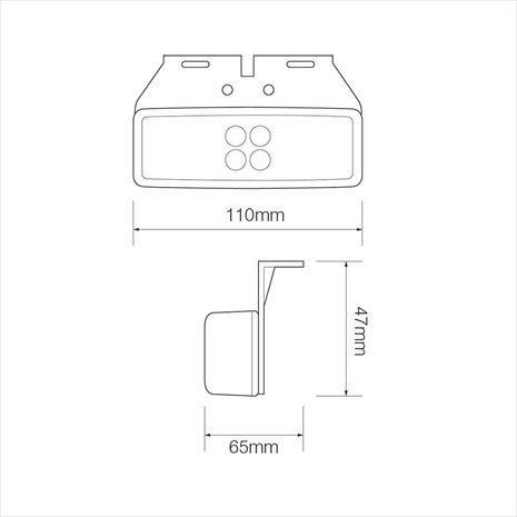 Feu de position 12/24V blanc 110x40mm LED avec support