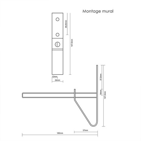 Support pneumatiques montage mural jeu de 2 pieces