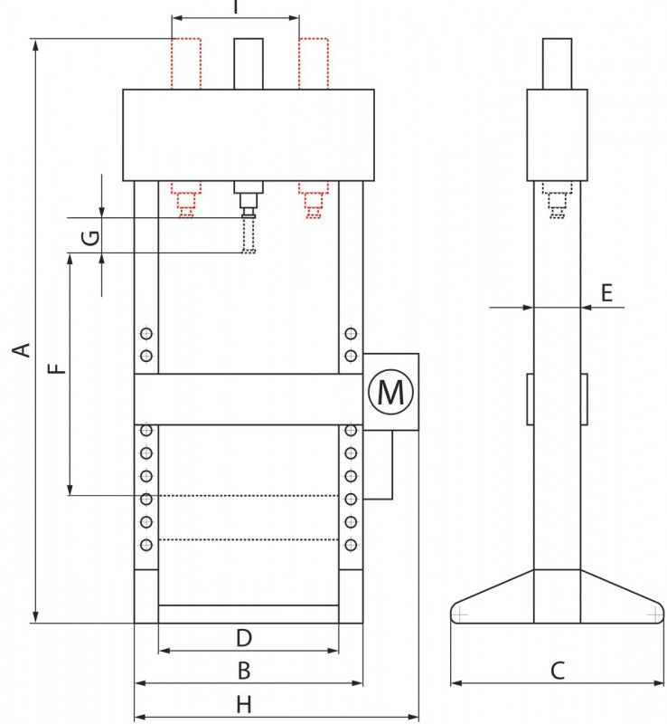 Presse hydraulique d'atelier manuelle 30 t MW-Tools CATOMA30S