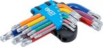 Jeu de cles allen multicolore courtes Profil T (pour Torx) avec tete spherique T10 - T50 9 pieces