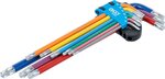 Jeu de cles allen multicolore extra longues Profil T (pour Torx) avec tete spherique T10 - T50 9 pieces