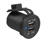 Prise-USB double a encastrer 2x2100mA 12V/24V