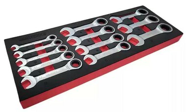 Jeu de cles a cliquet extra courtes 8 - 19 mm 12 pieces