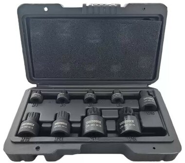 Coffret d'embouts Spline Stubby Impact M4 a M18 Low profile 9 pieces