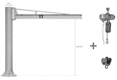Ensemble de grue pivotante a colonne 1ton palan electrique a chaine 1ton avec crochet