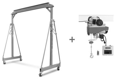 Portique 2t + palan electrique et chariot 500/1000kg